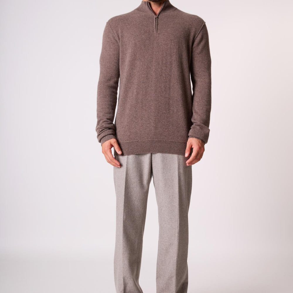 LUCAS pull camionneur taupe chiné 100% cachemire
