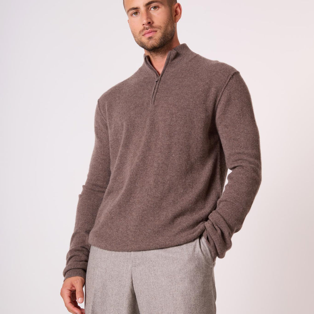 LUCAS pull camionneur taupe chiné 100% cachemire