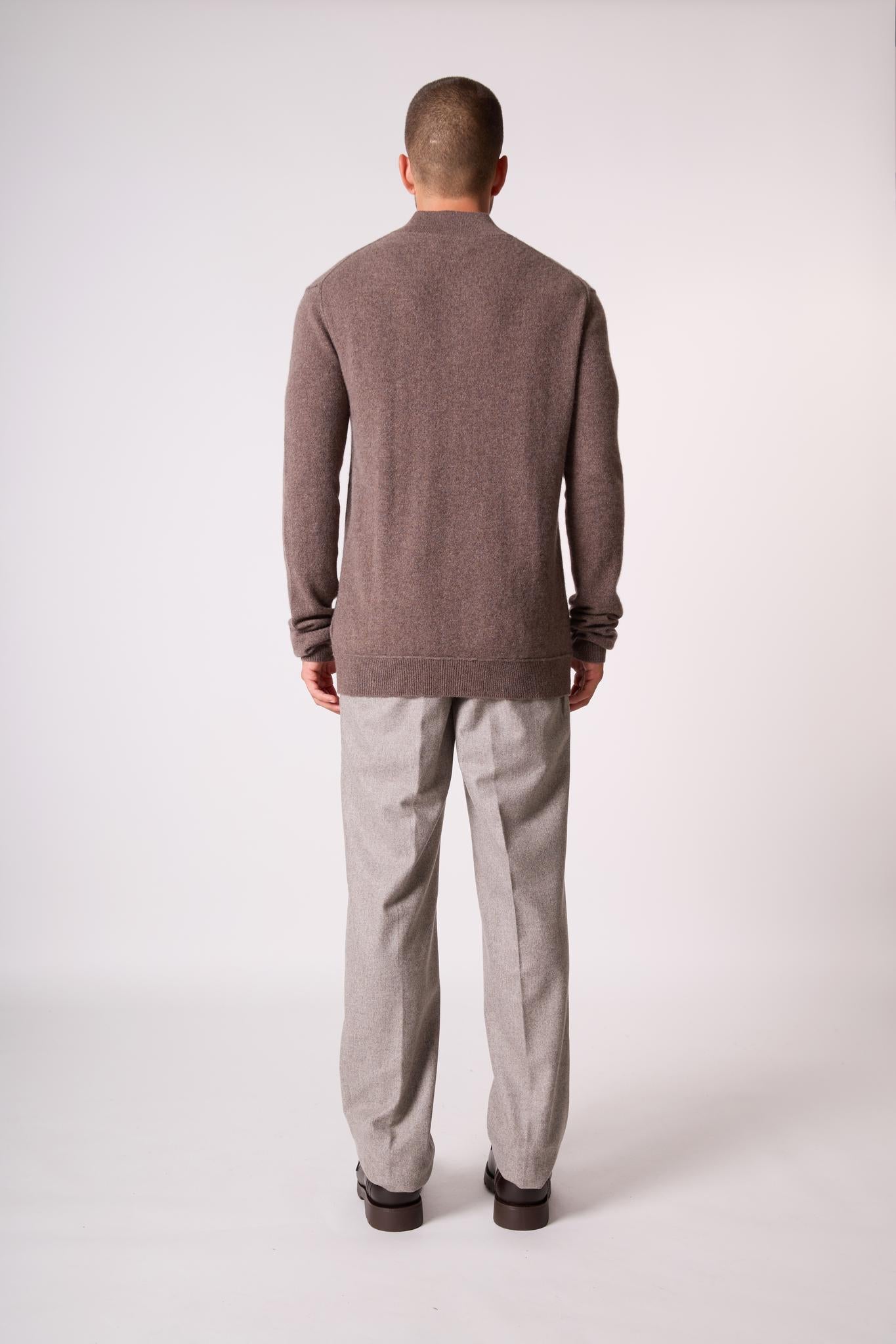 LUCAS pull camionneur taupe chiné 100% cachemire