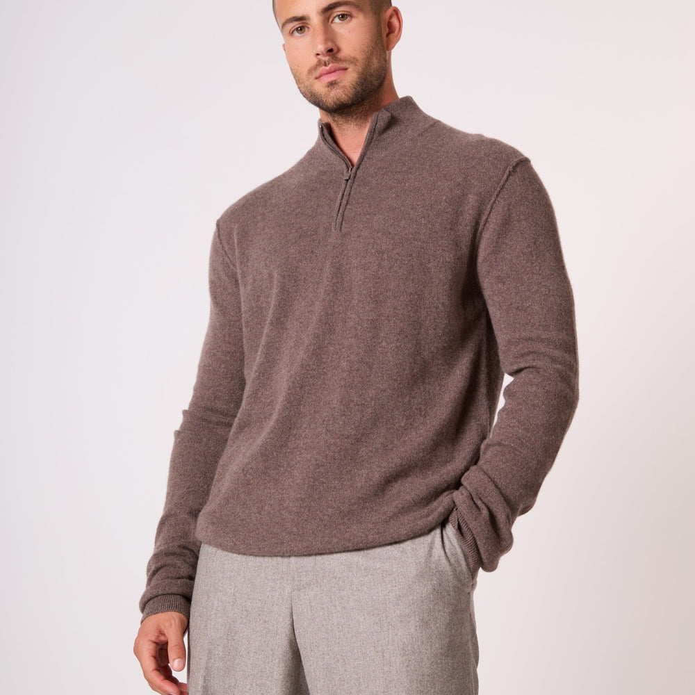 lucas pull camionneur taupe chiné 100% cachemire