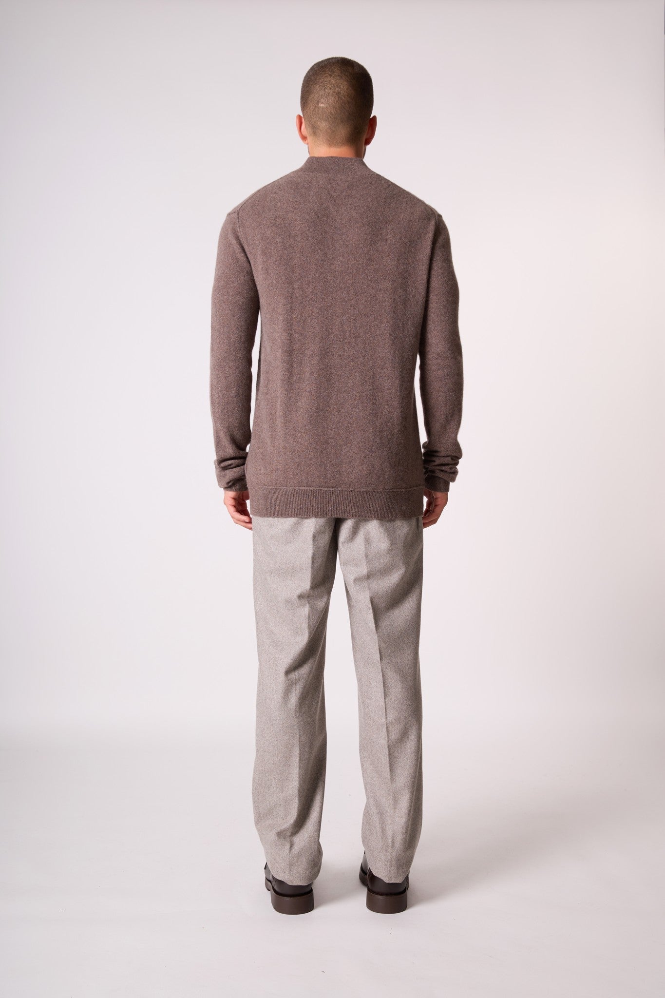 lucas pull camionneur taupe chiné 100% cachemire