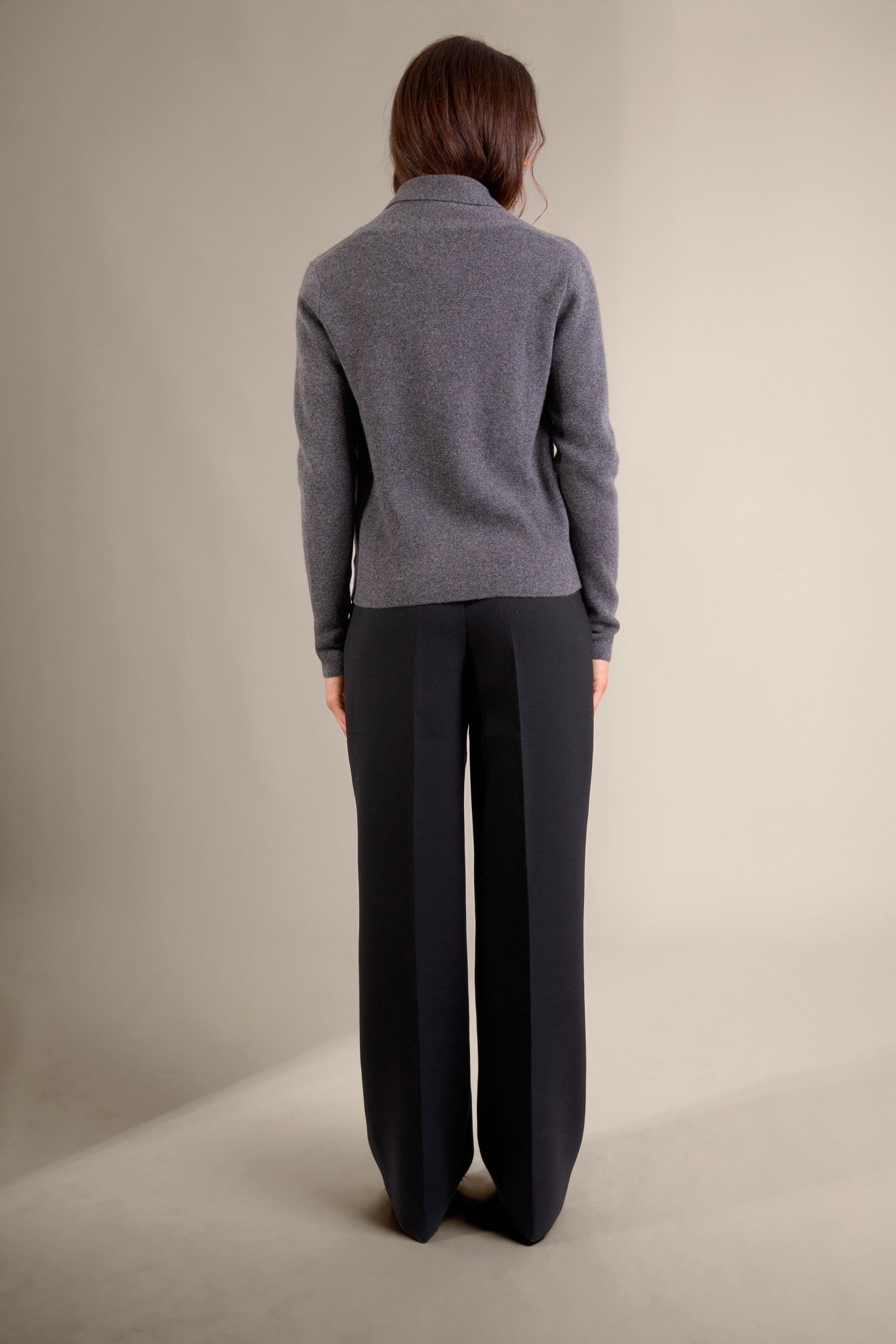 lumiviel veste boutonnée col châle anthracite chiné 100% cachemire