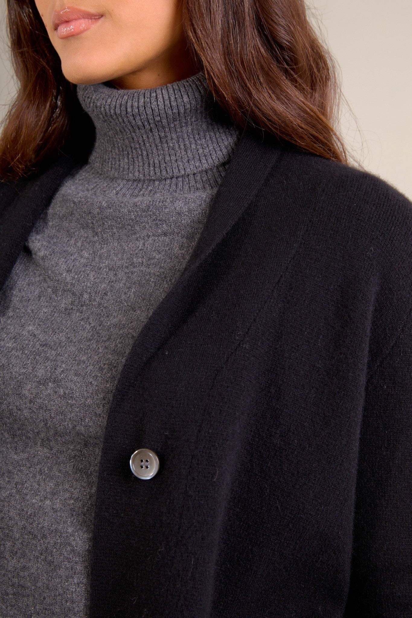 lumiviel veste boutonnée col châle noir 100% cachemire