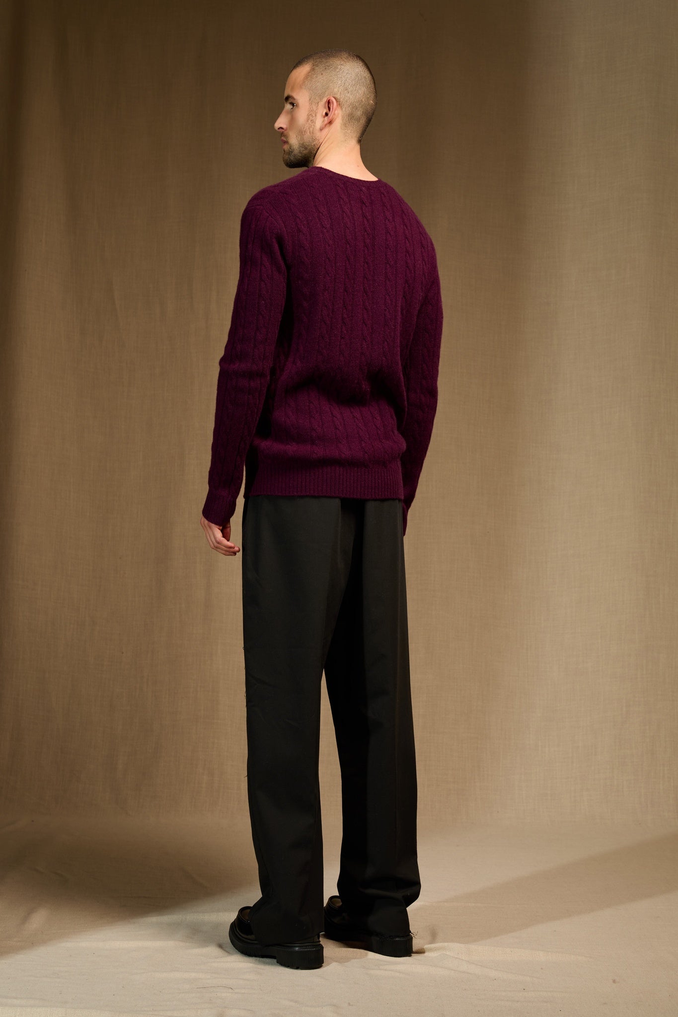 lunario pull col rond 4 fils mûre 100% cachemire