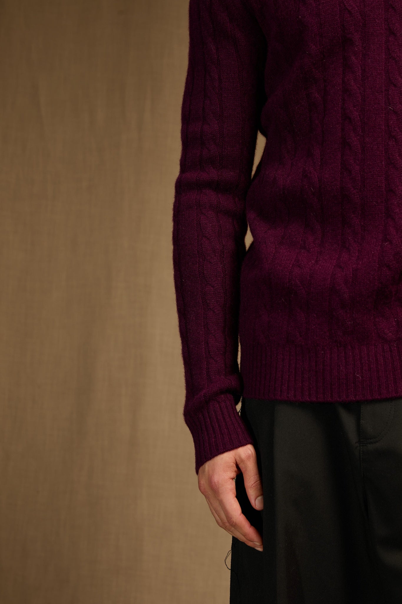 lunario pull col rond 4 fils mûre 100% cachemire