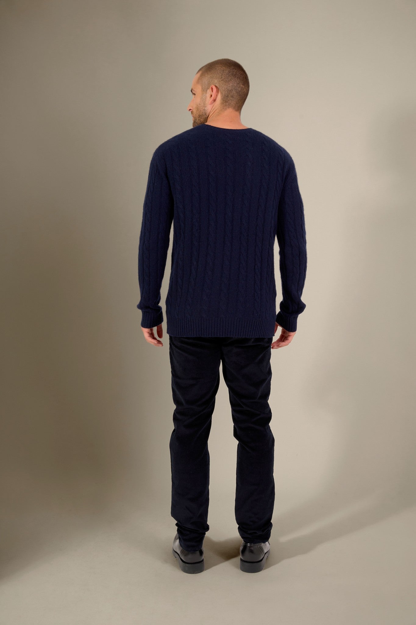 lunario pull col rond 4 fils navy 100% cachemire