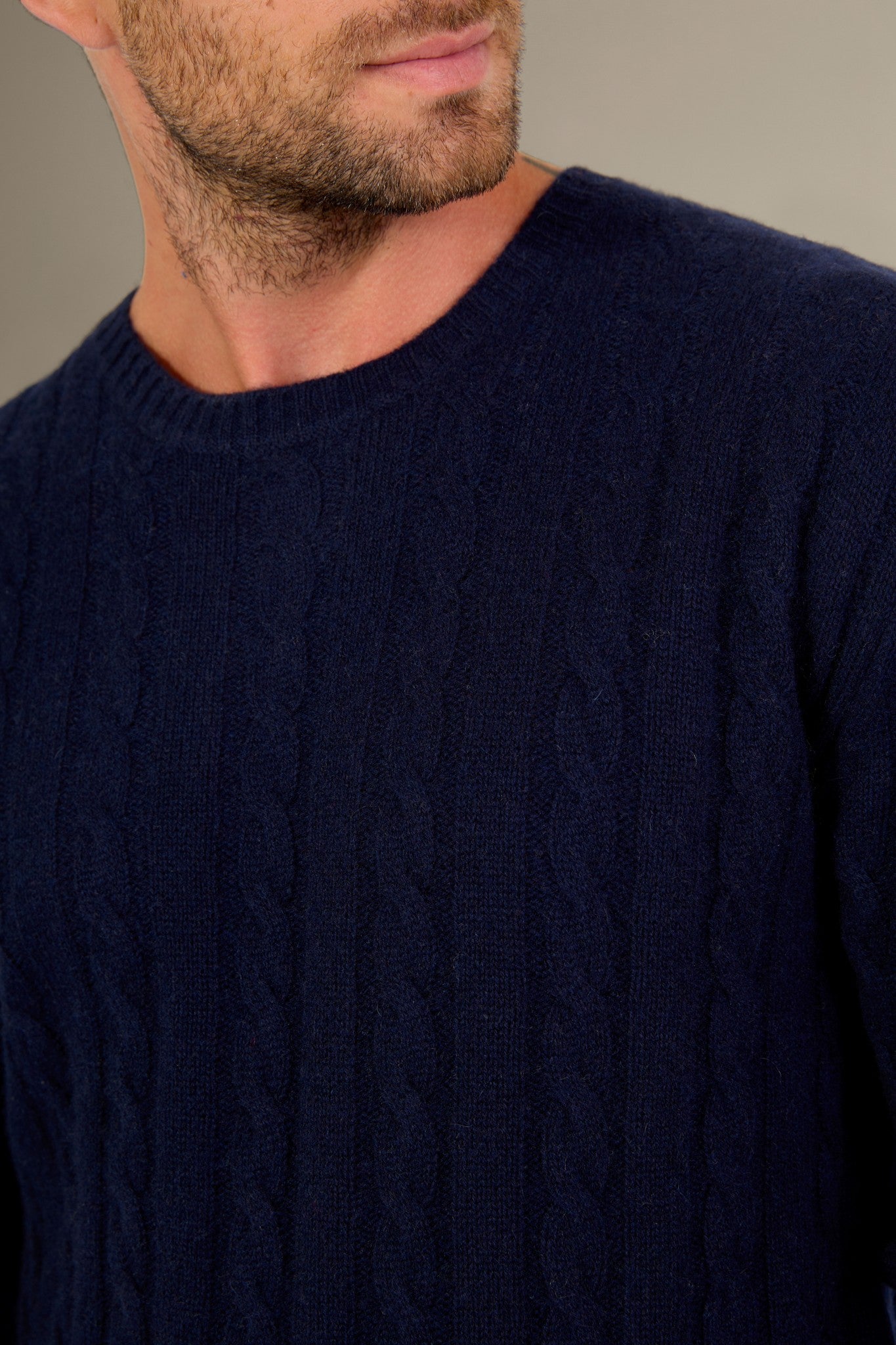 lunario pull col rond 4 fils navy 100% cachemire