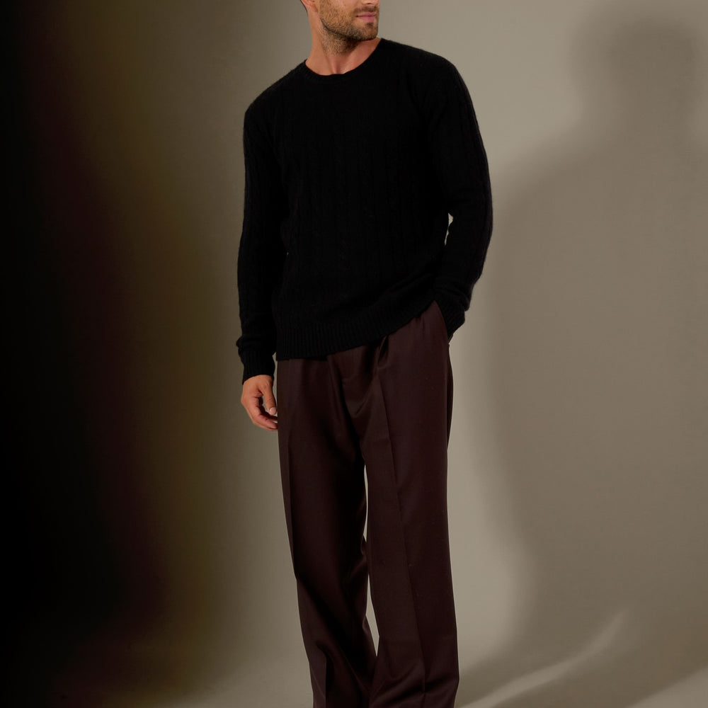 lunario pull col rond 4 fils noir 100% cachemire