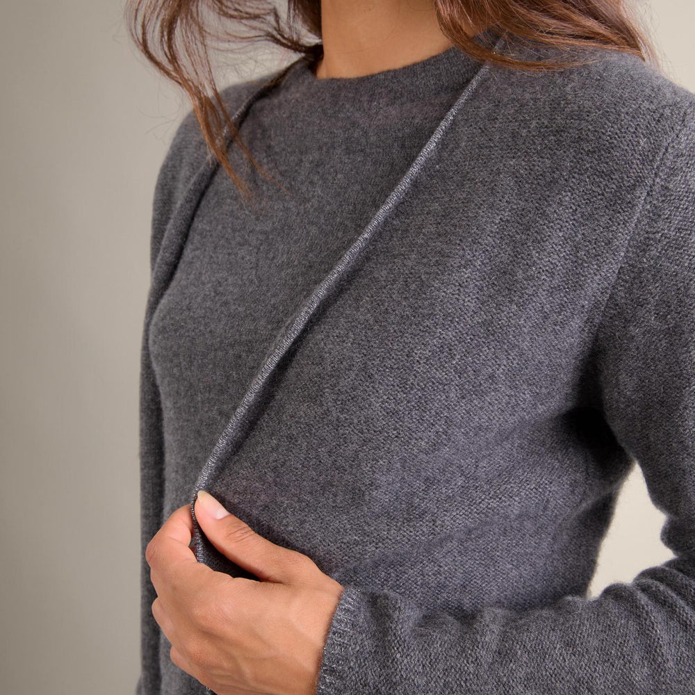 LUPA veste ouverte 4 fils anthracite chiné 100% cachemire