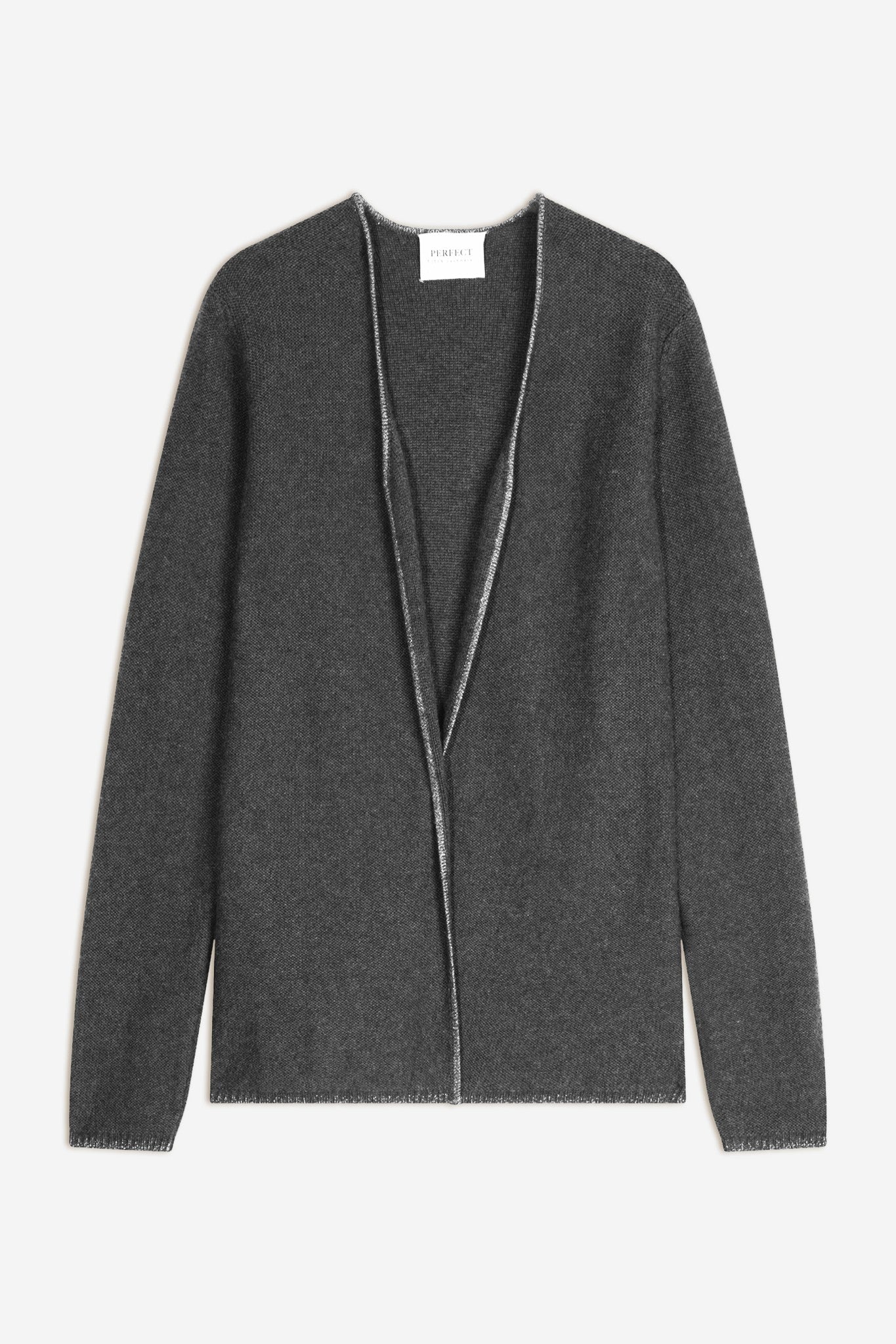 lupa veste ouverte 4 fils anthracite chiné 100% cachemire