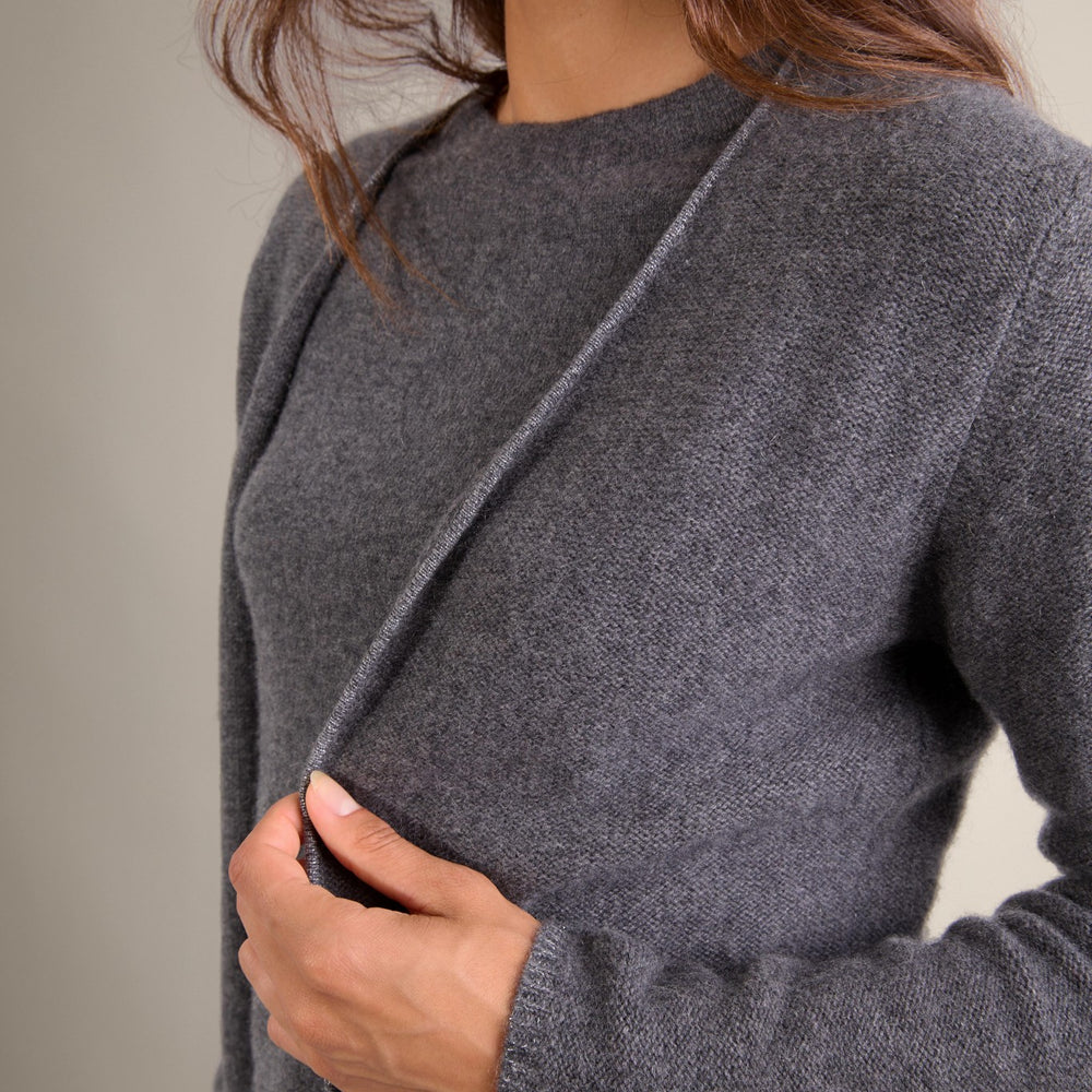 lupa veste ouverte 4 fils anthracite chiné 100% cachemire