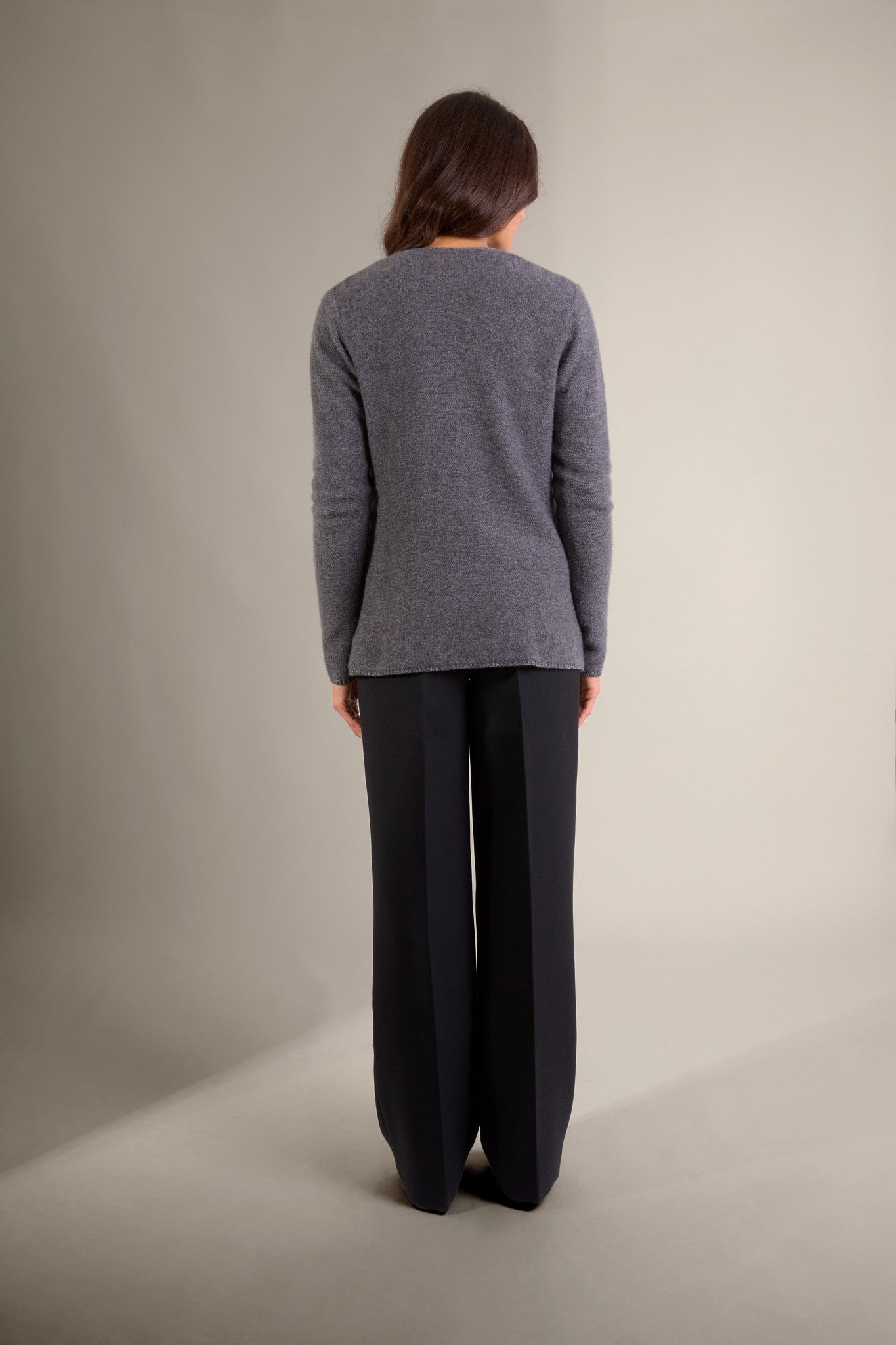 lupa veste ouverte 4 fils anthracite chiné 100% cachemire