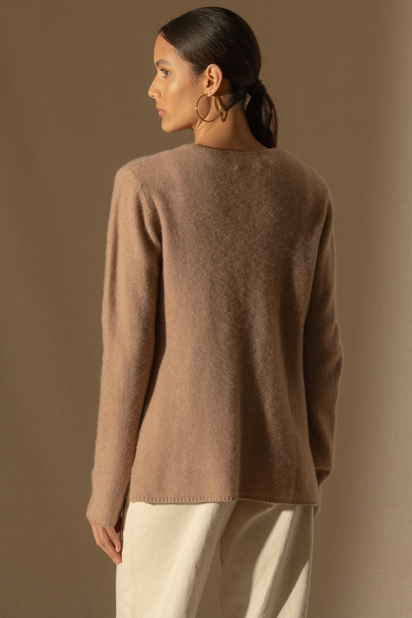 LUPA veste ouverte 4 fils camel chiné 100% cachemire