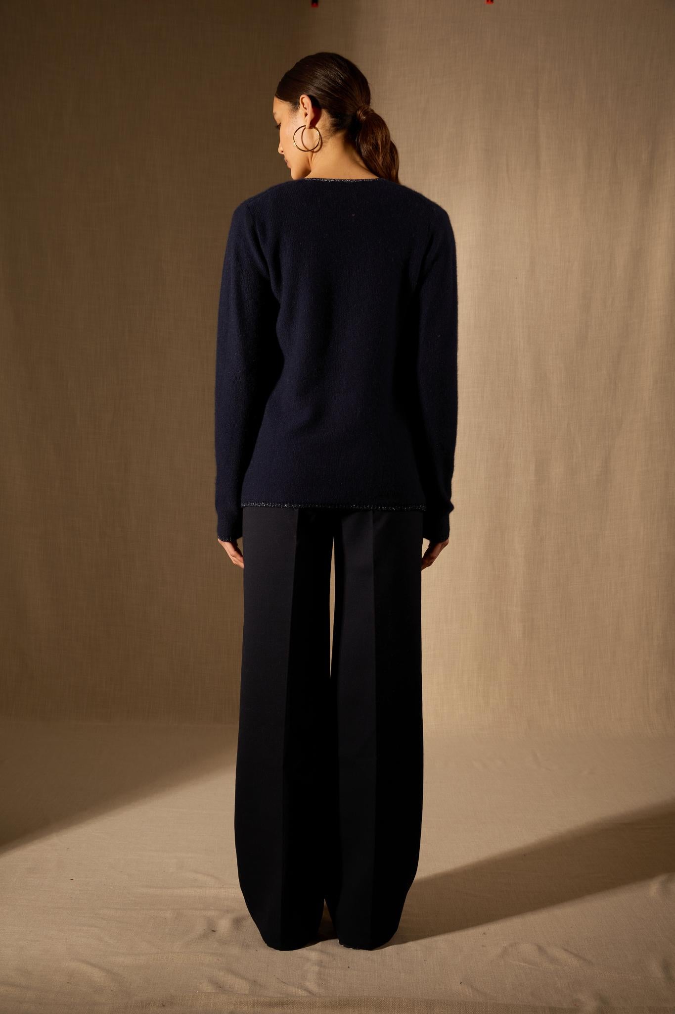 LUPA veste ouverte 4 fils navy 100% cachemire