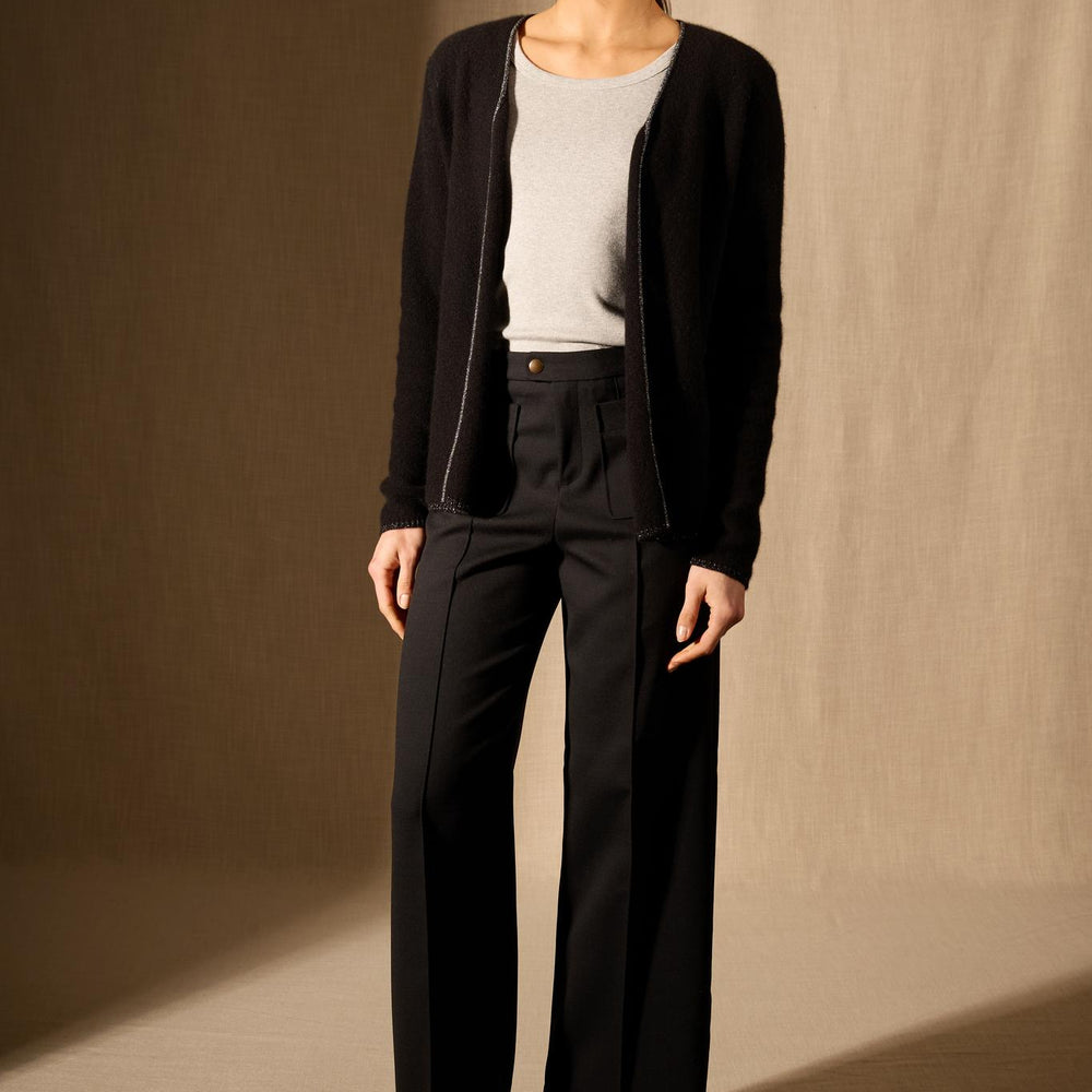 LUPA veste ouverte 4 fils noir 100% cachemire