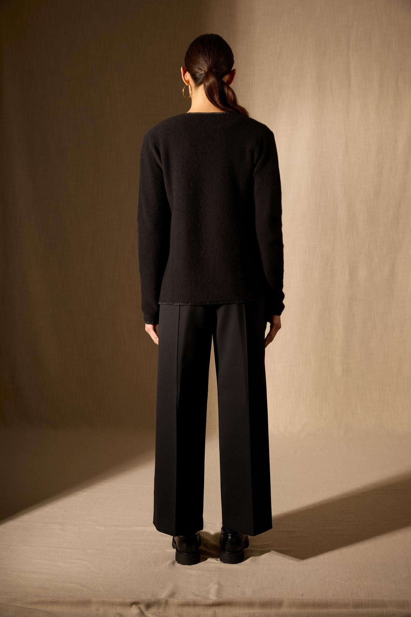 LUPA veste ouverte 4 fils noir 100% cachemire