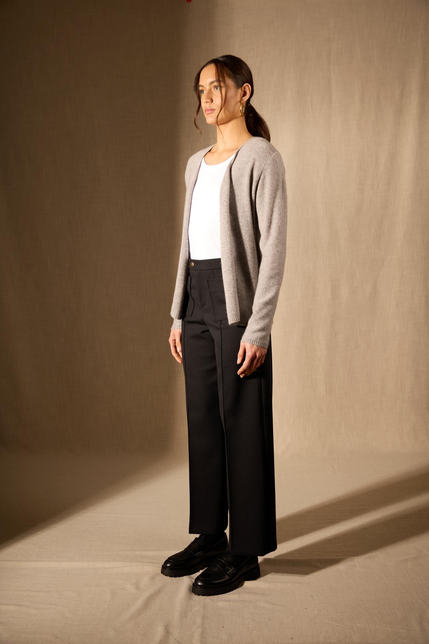 LUPA veste ouverte 4 fils nuage chiné 100% cachemire