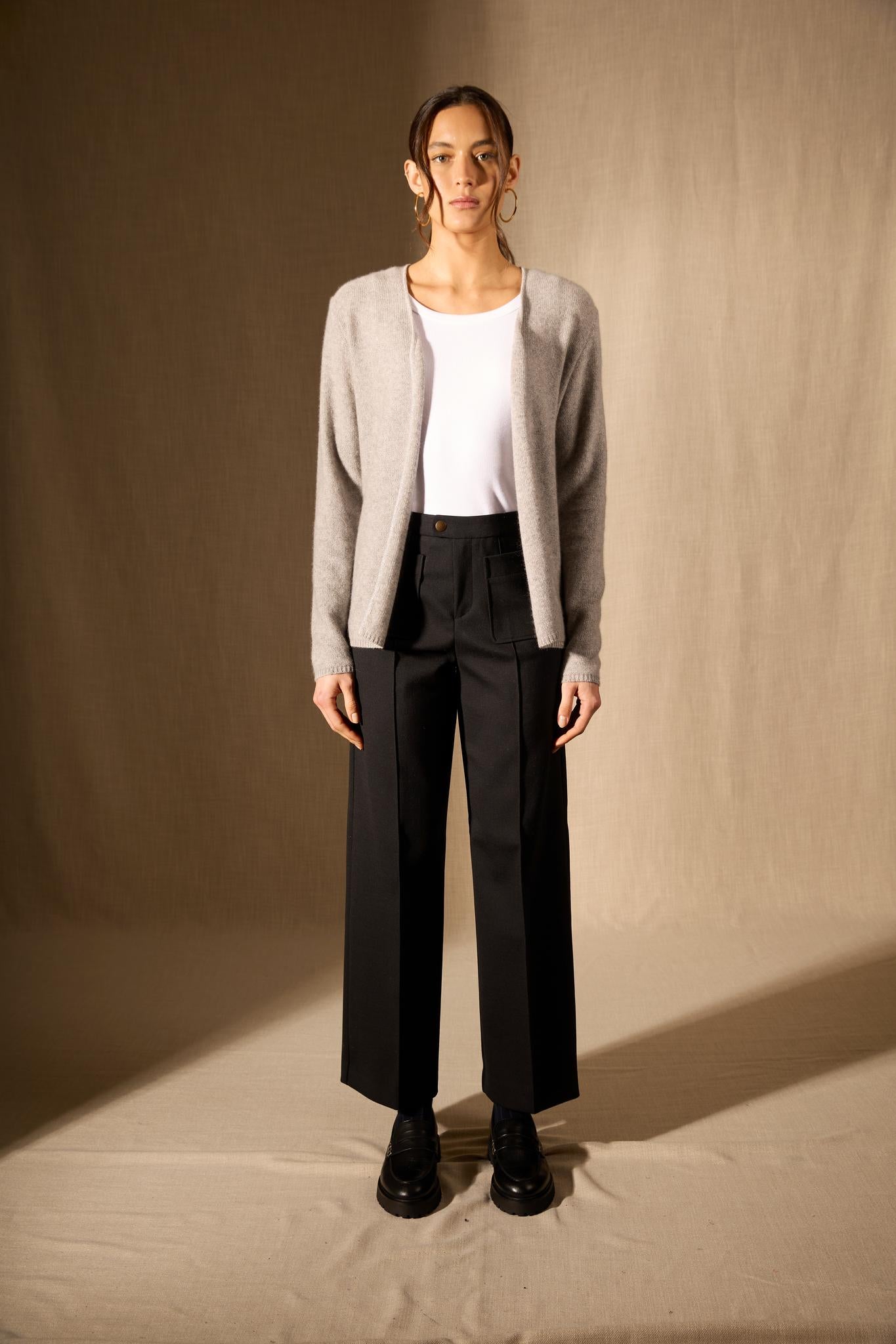 LUPA veste ouverte 4 fils nuage chiné 100% cachemire