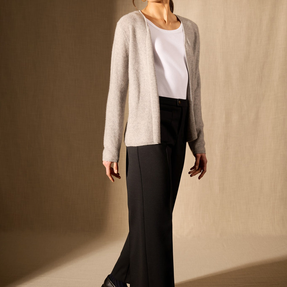 lupa veste ouverte 4 fils nuage chiné 100% cachemire