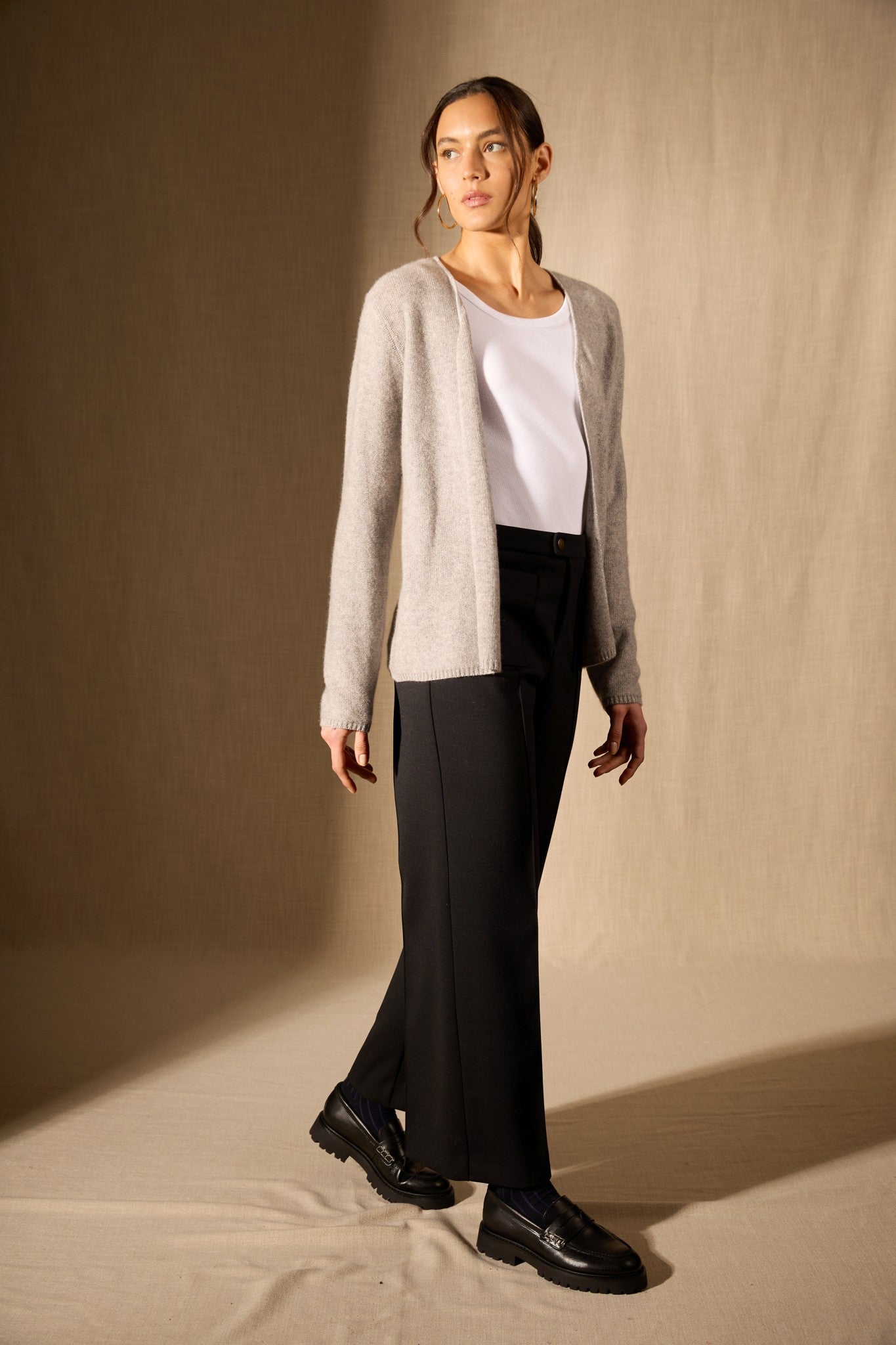 lupa veste ouverte 4 fils nuage chiné 100% cachemire