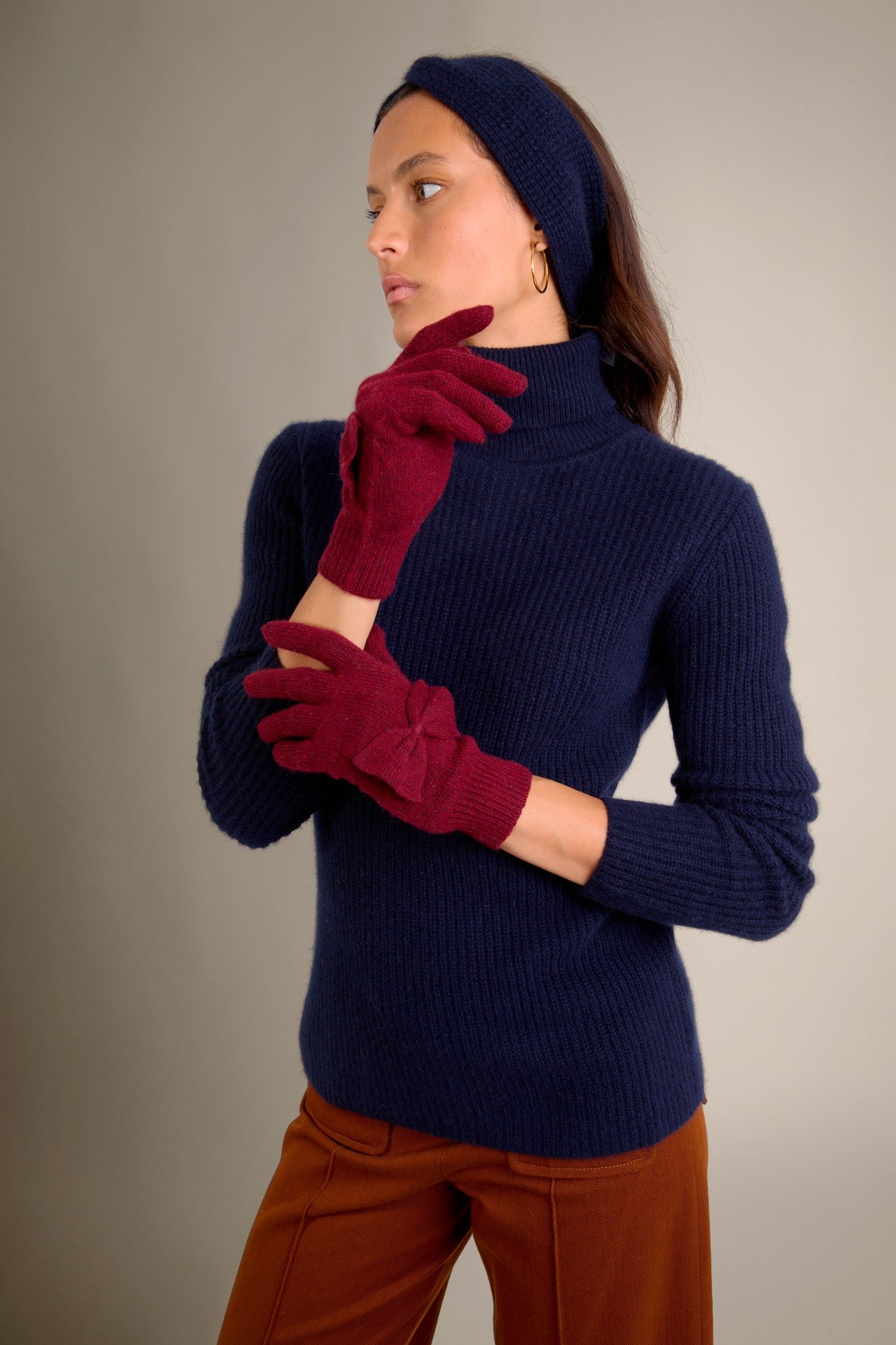 luss gants 4 fils cranberry chiné 100% cachemire