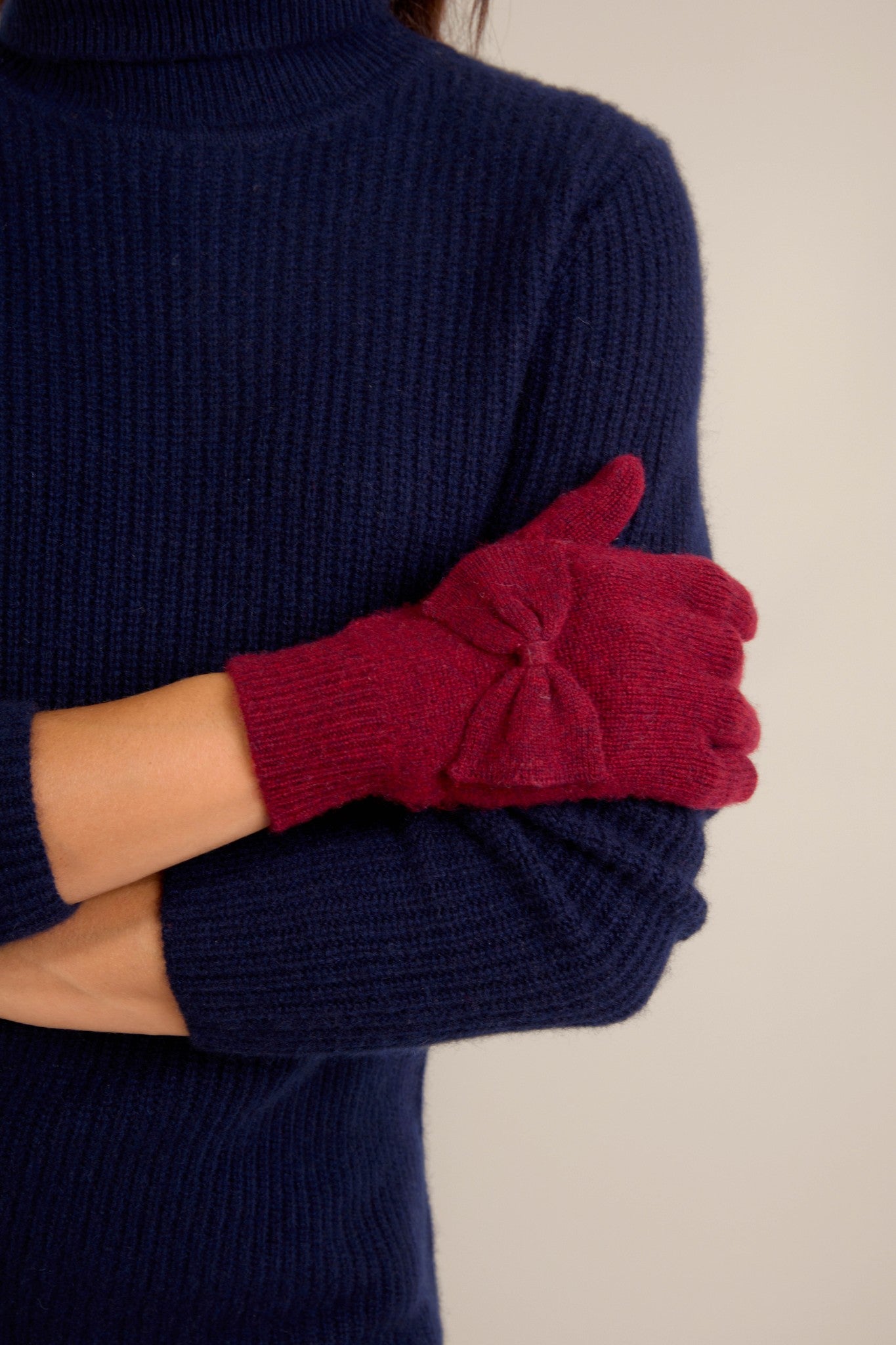 luss gants 4 fils cranberry chiné 100% cachemire