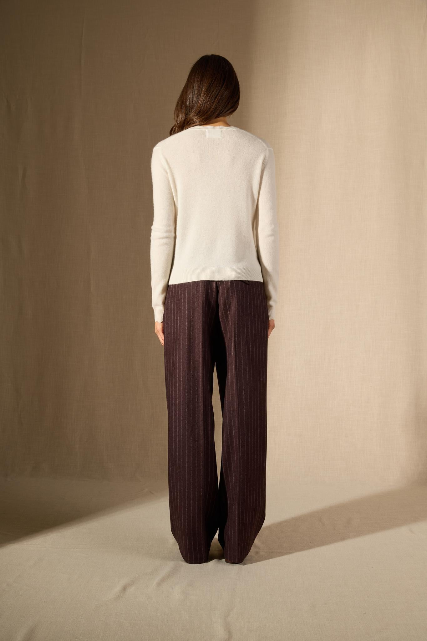 Leora cardigan col v ivoire 100% cachemire