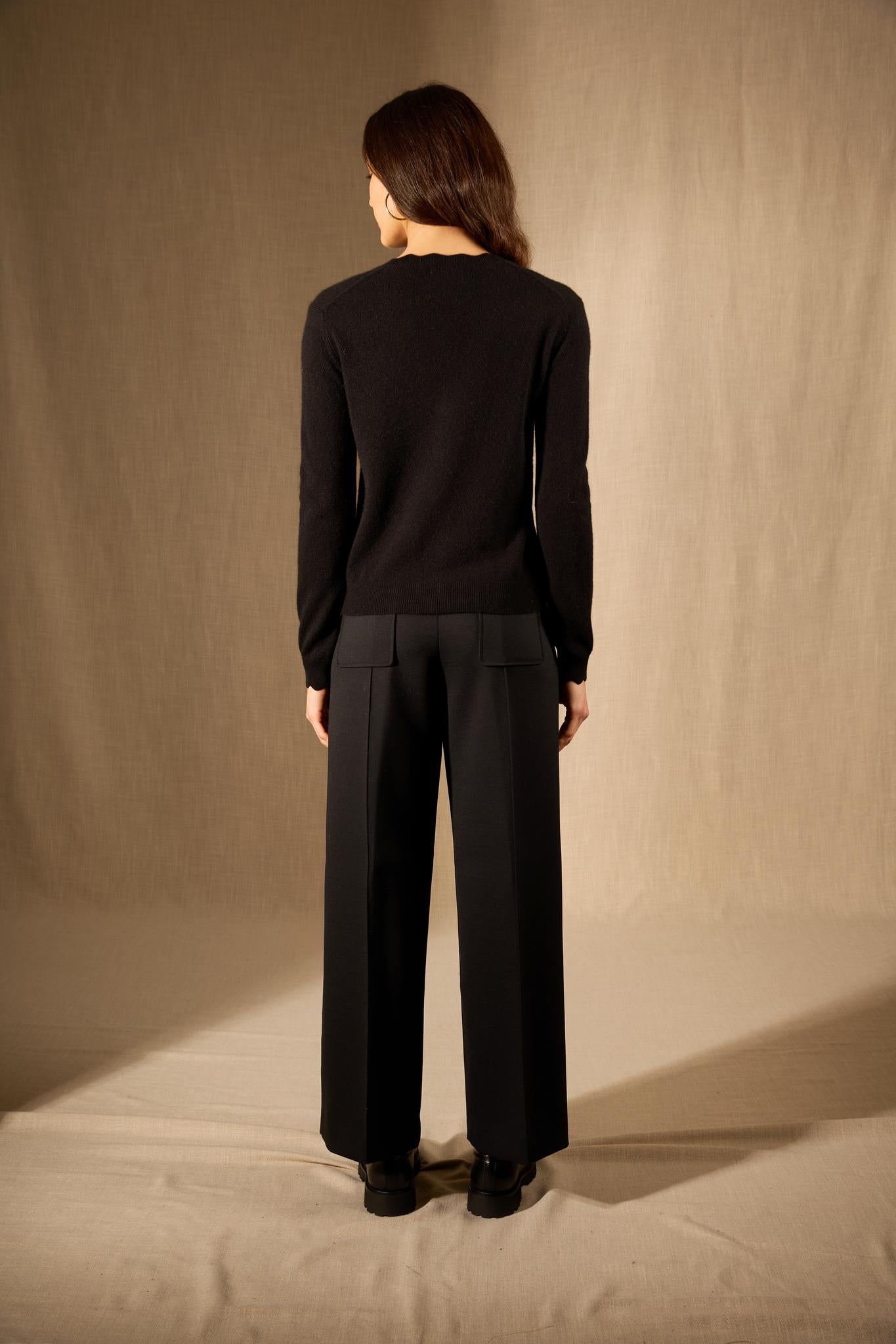 Leora cardigan col v noir 100% cachemire