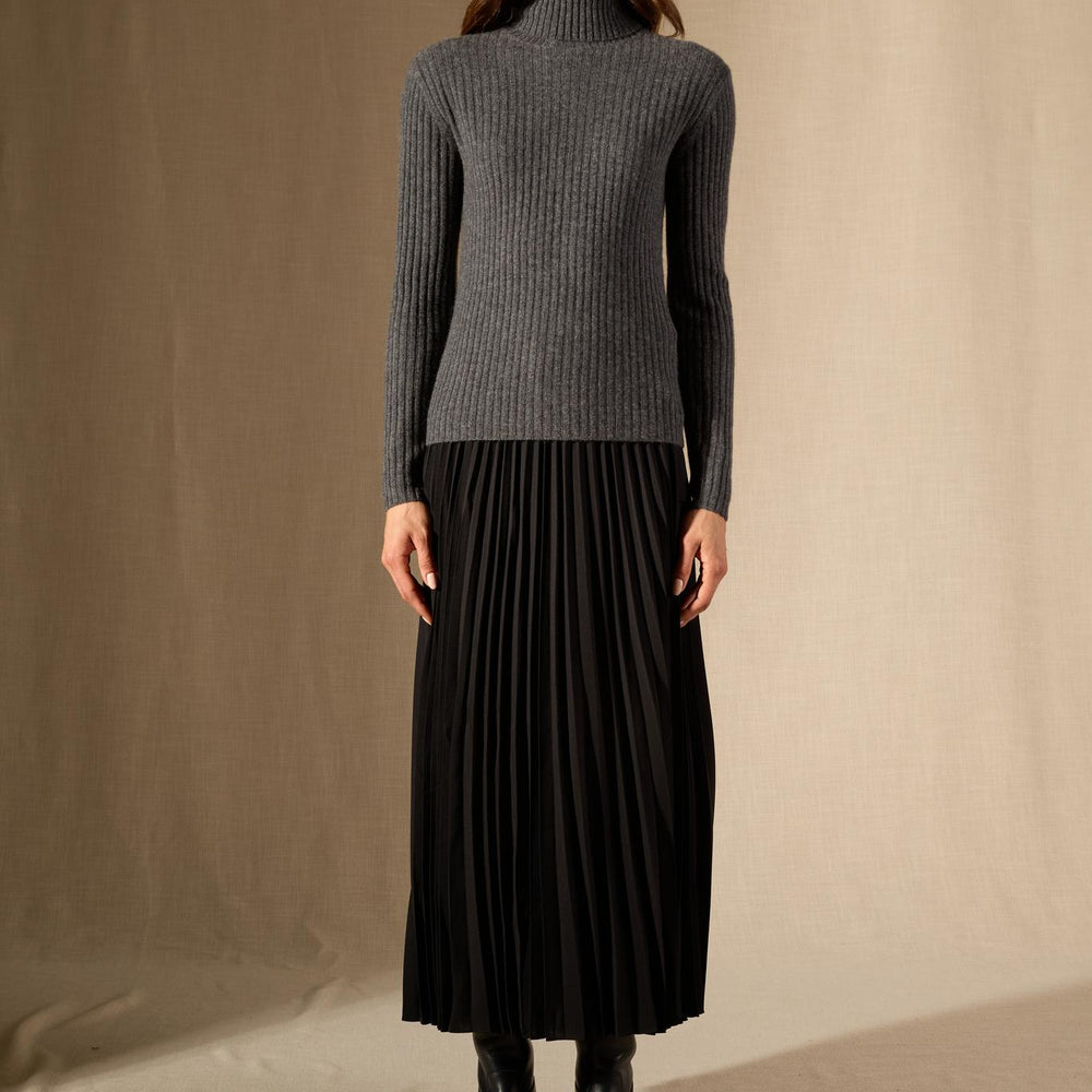Liora pull col roulé anthracite chiné 100% cachemire