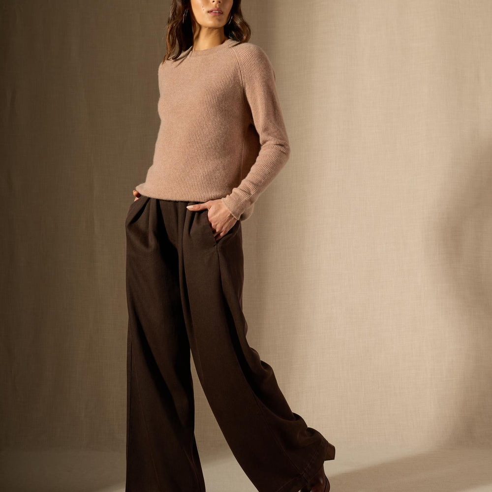 Liora pull col roulé camel chiné 100% cachemire