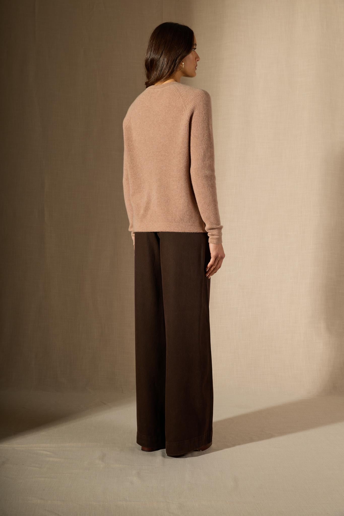 Liora pull col roulé camel chiné 100% cachemire