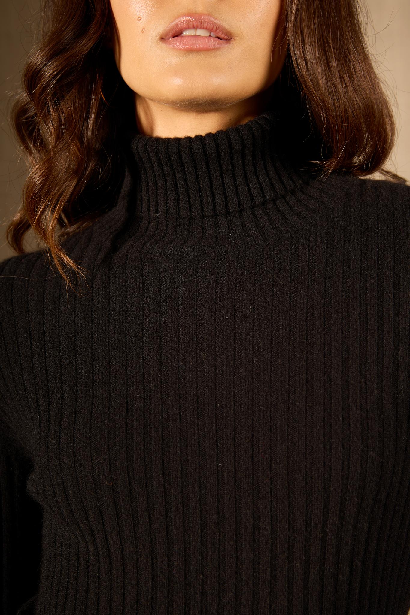Liora pull col roulé noir 100% cachemire
