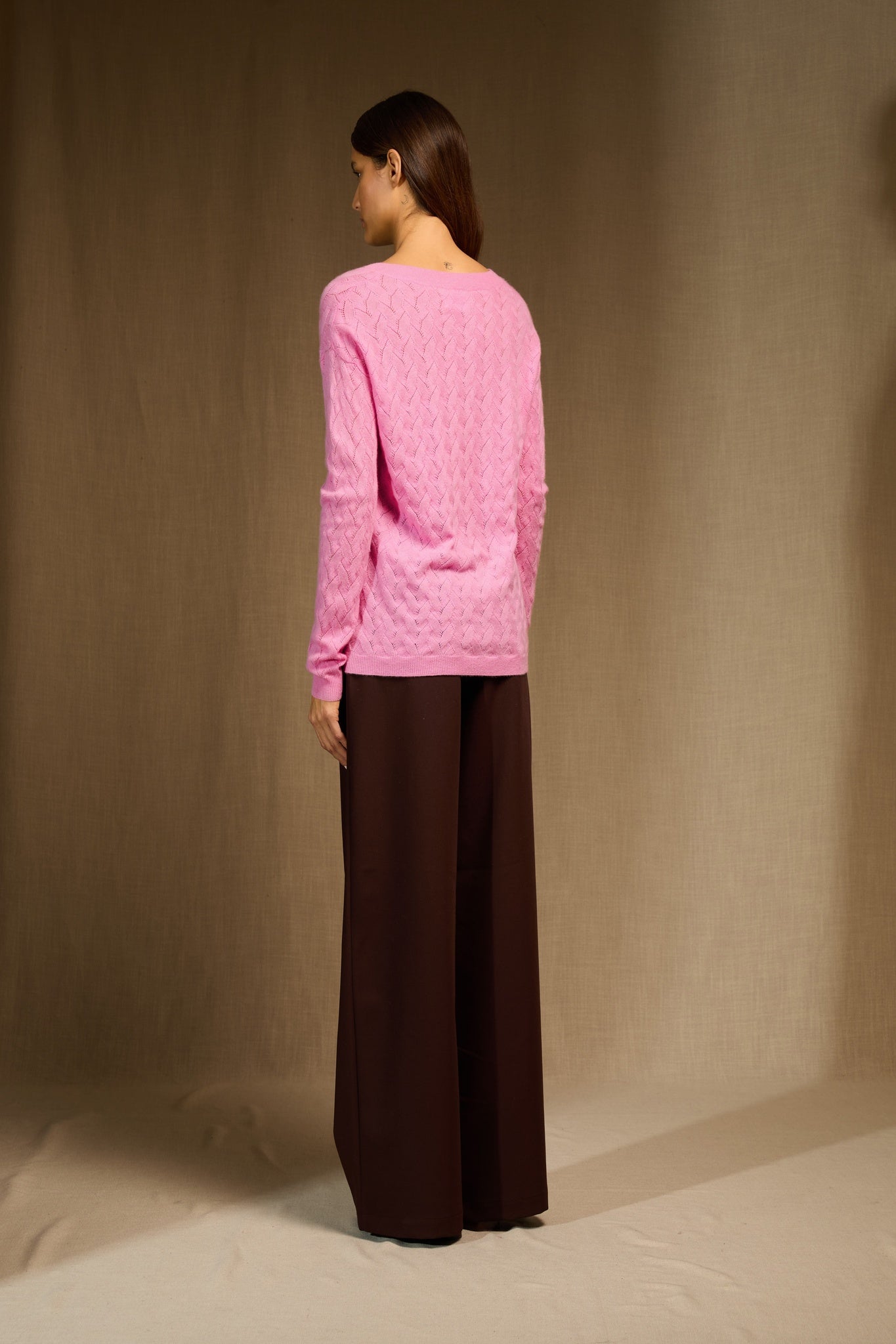 madison pull col v dragée 100% cachemire
