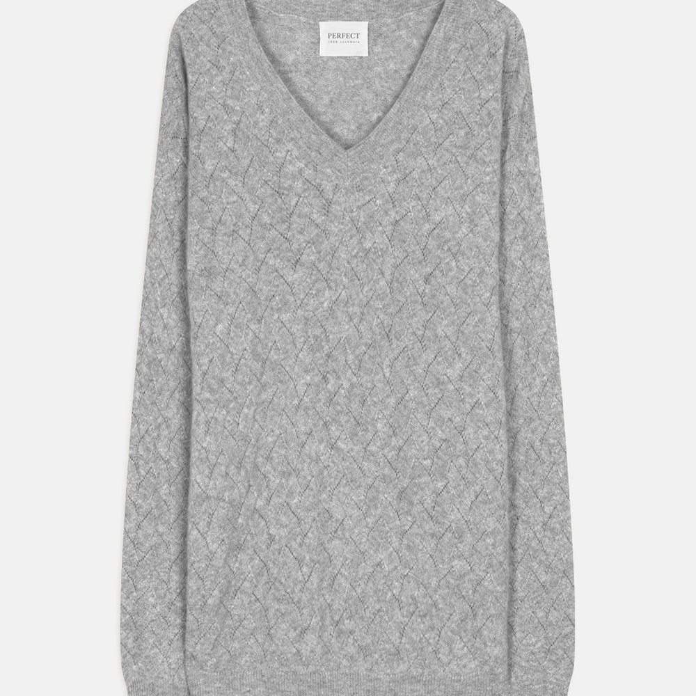 madison pull col v nuage chiné 100% cachemire