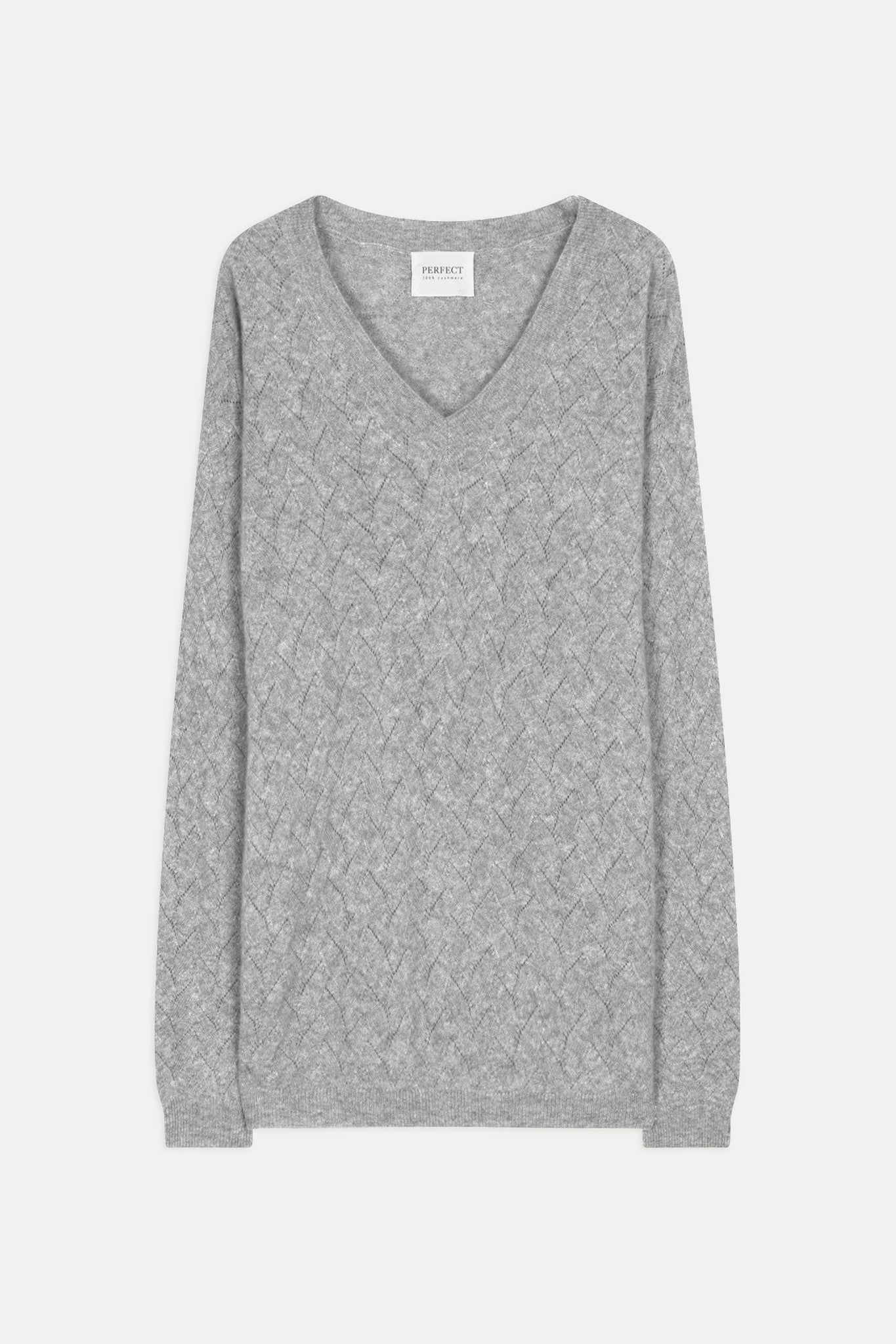 madison pull col v nuage chiné 100% cachemire