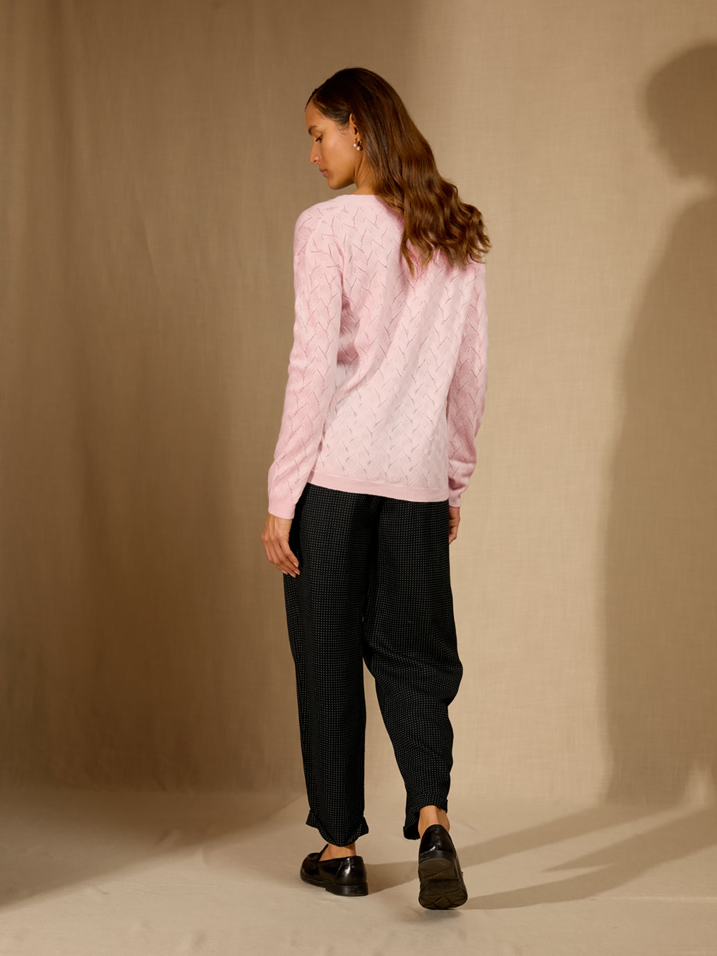 MADISON pull col v poudre 100% cachemire