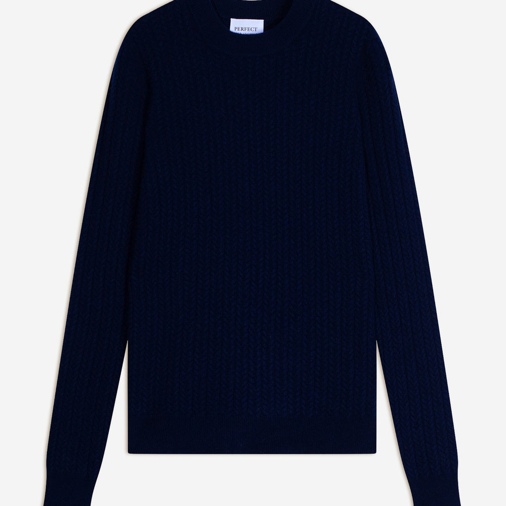 maelle pull col rond navy 100% cachemire