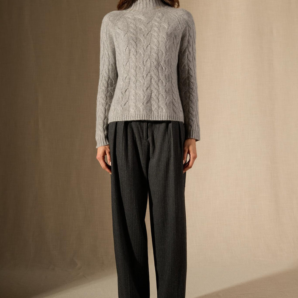 MAIREAD pull col montant 6 fils nuage chiné 100% cachemire