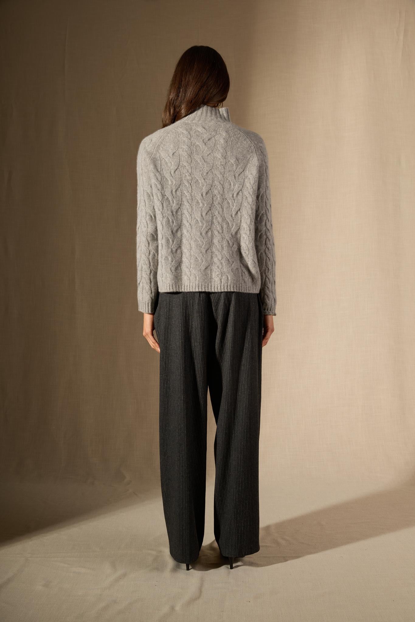 MAIREAD pull col montant 6 fils nuage chiné 100% cachemire