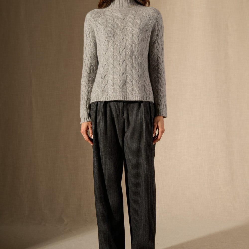 mairead pull col montant 6 fils nuage chiné 100% cachemire