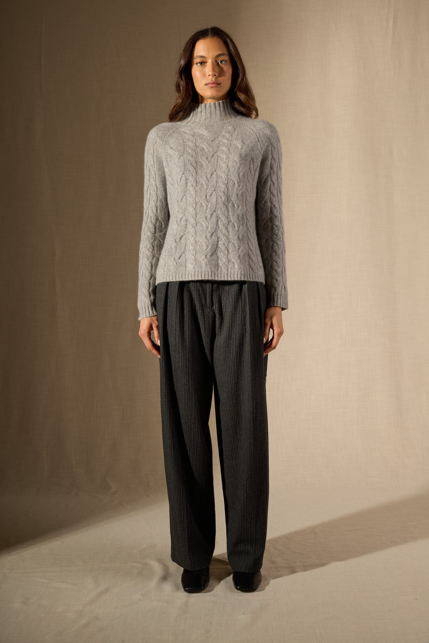 mairead pull col montant 6 fils nuage chiné 100% cachemire