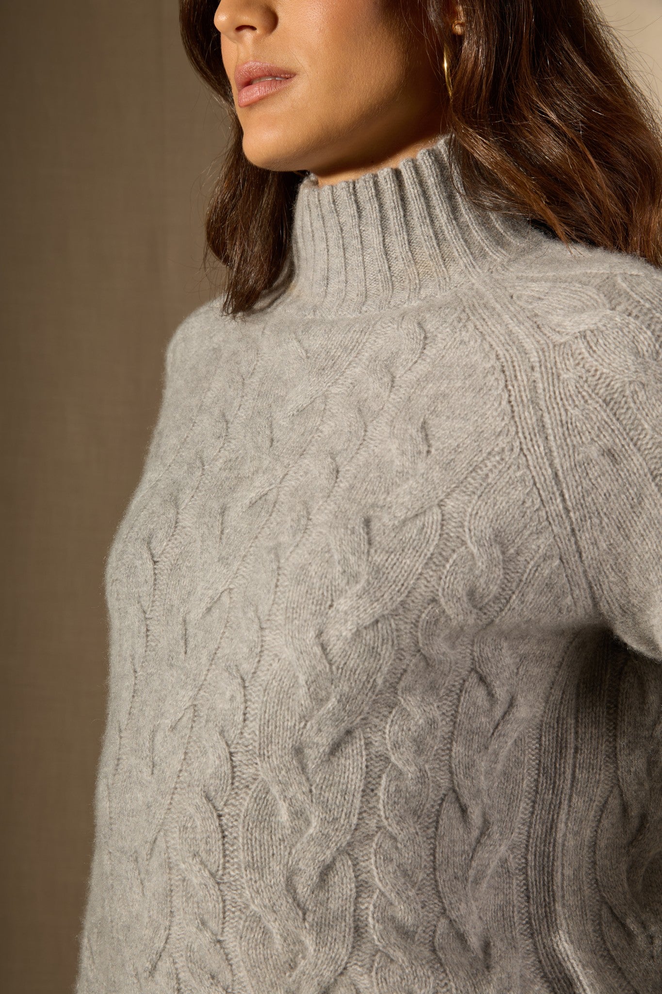 mairead pull col montant 6 fils nuage chiné 100% cachemire