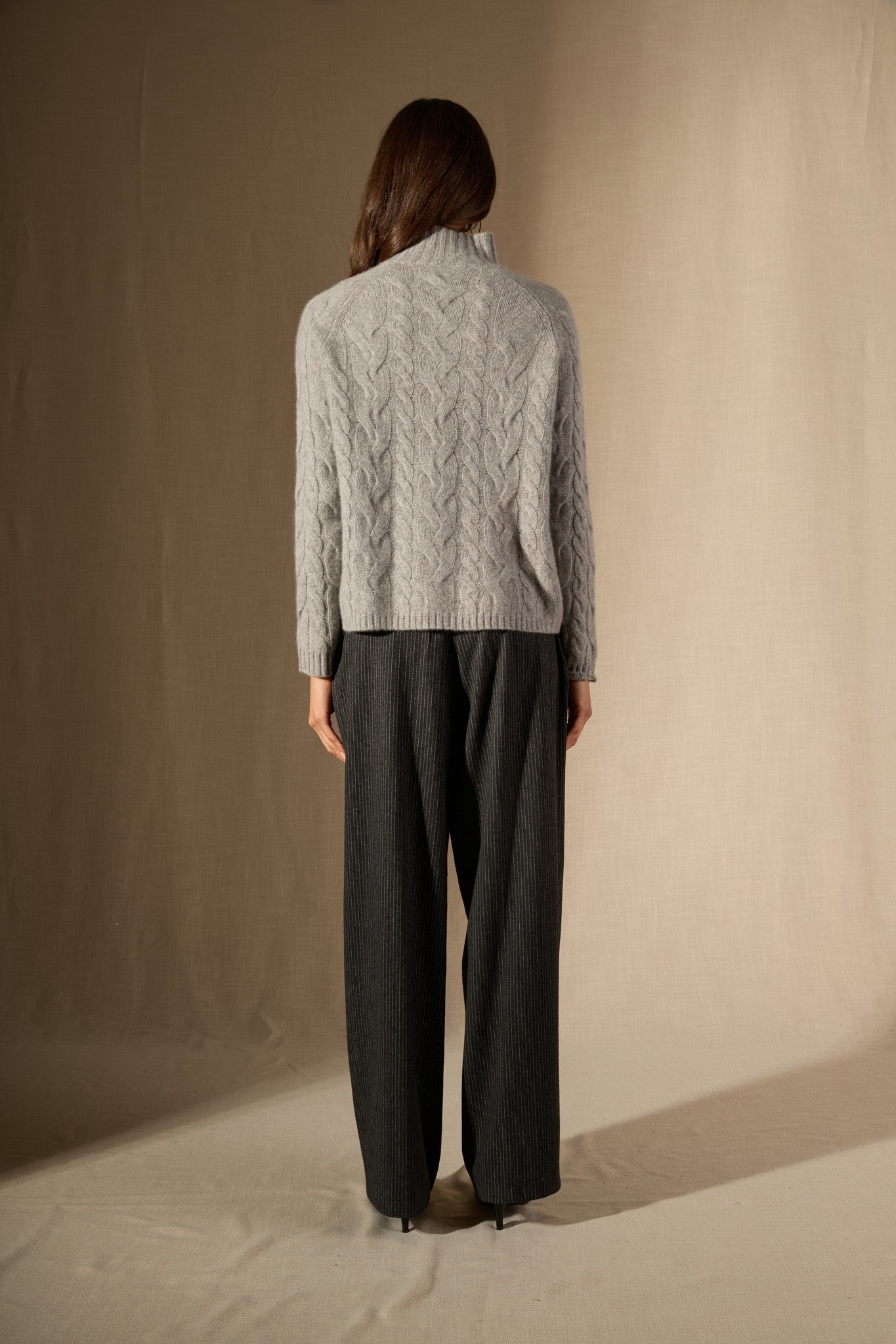 mairead pull col montant 6 fils nuage chiné 100% cachemire