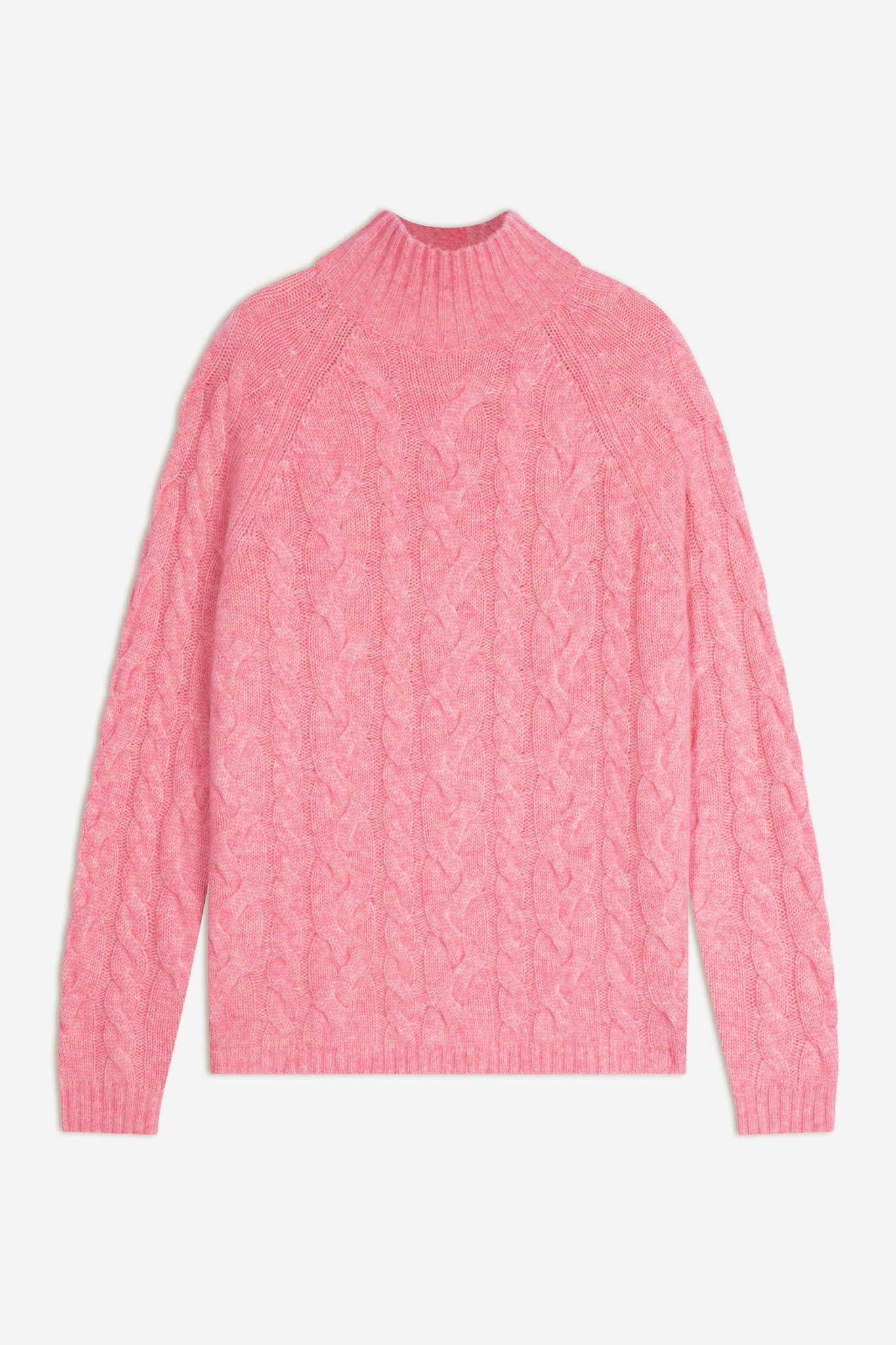 mairead pull col montant 6 fils rose chiné 100% cachemire