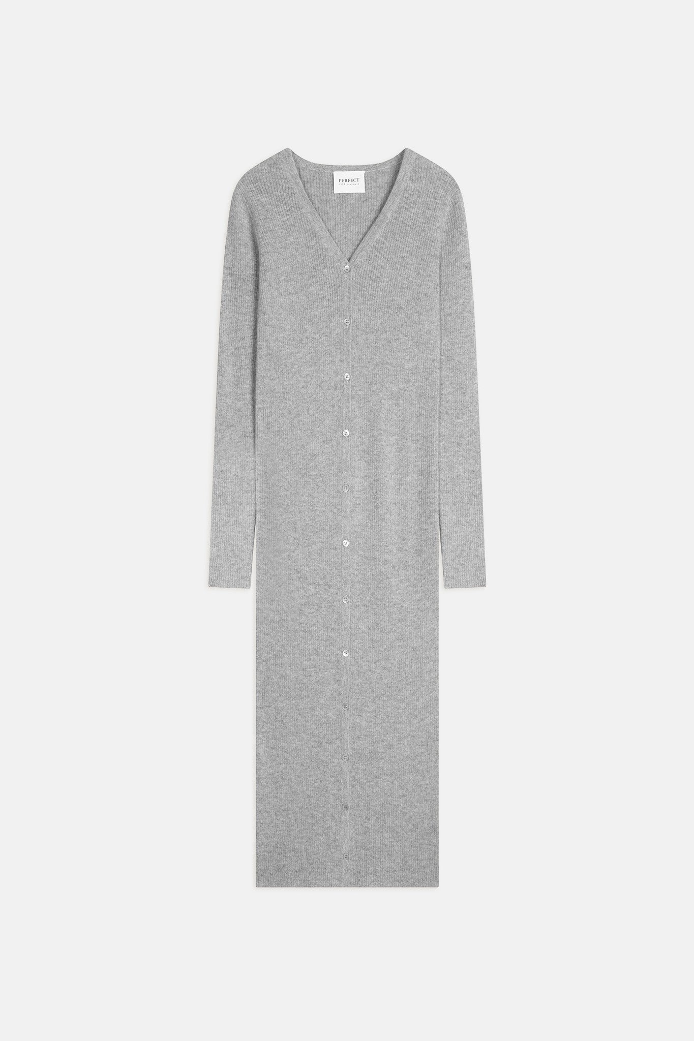 maria robe boutonnée col v nuage chiné 100% cachemire