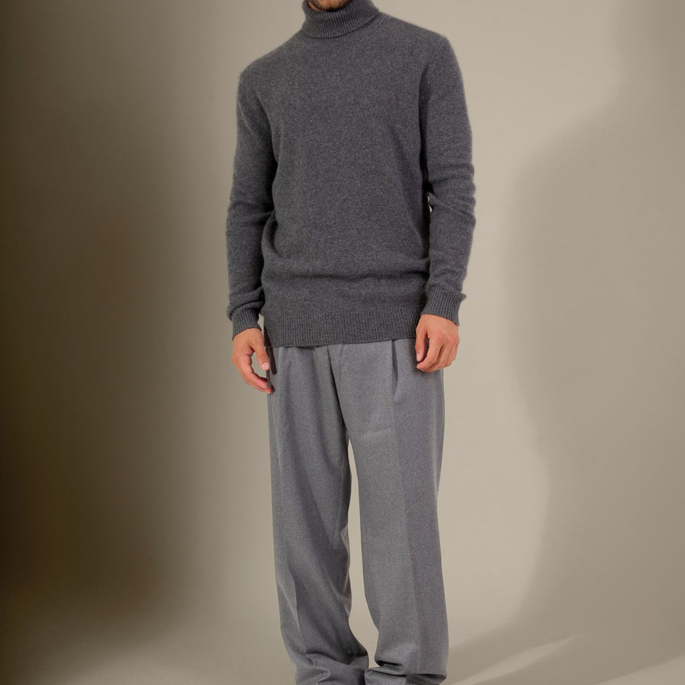 marius pull col roulé 4 fils anthracite chiné 100% cachemire