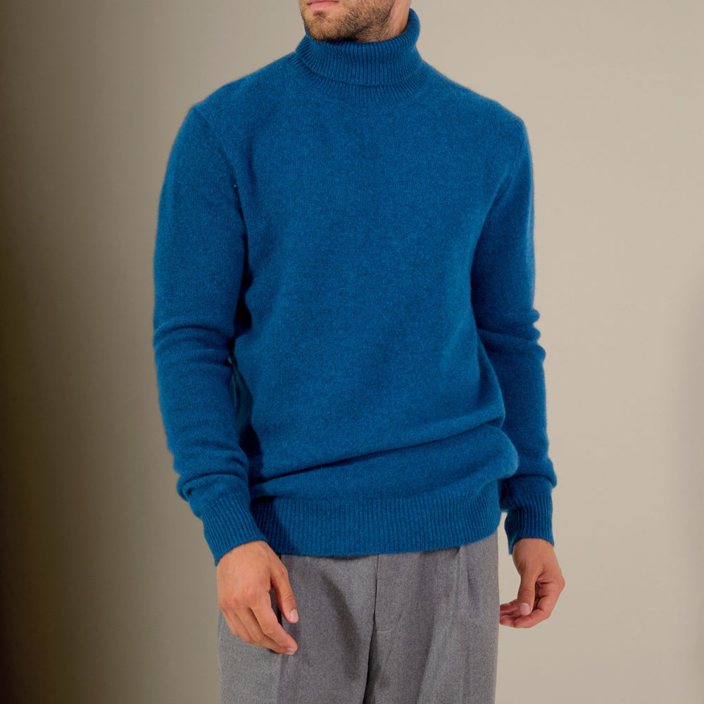 marius pull col roulé 4 fils atlantique chiné 100% cachemire