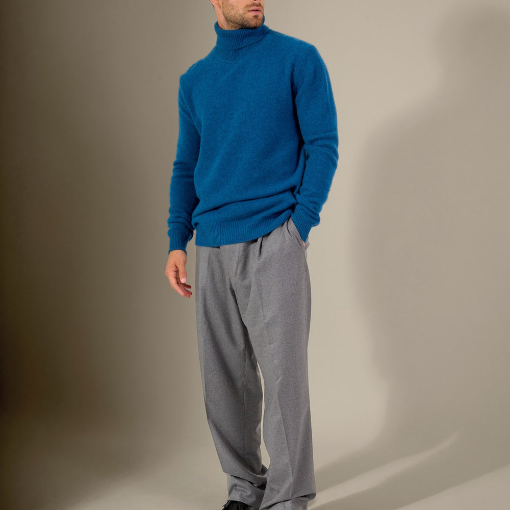 marius pull col roulé 4 fils atlantique chiné 100% cachemire
