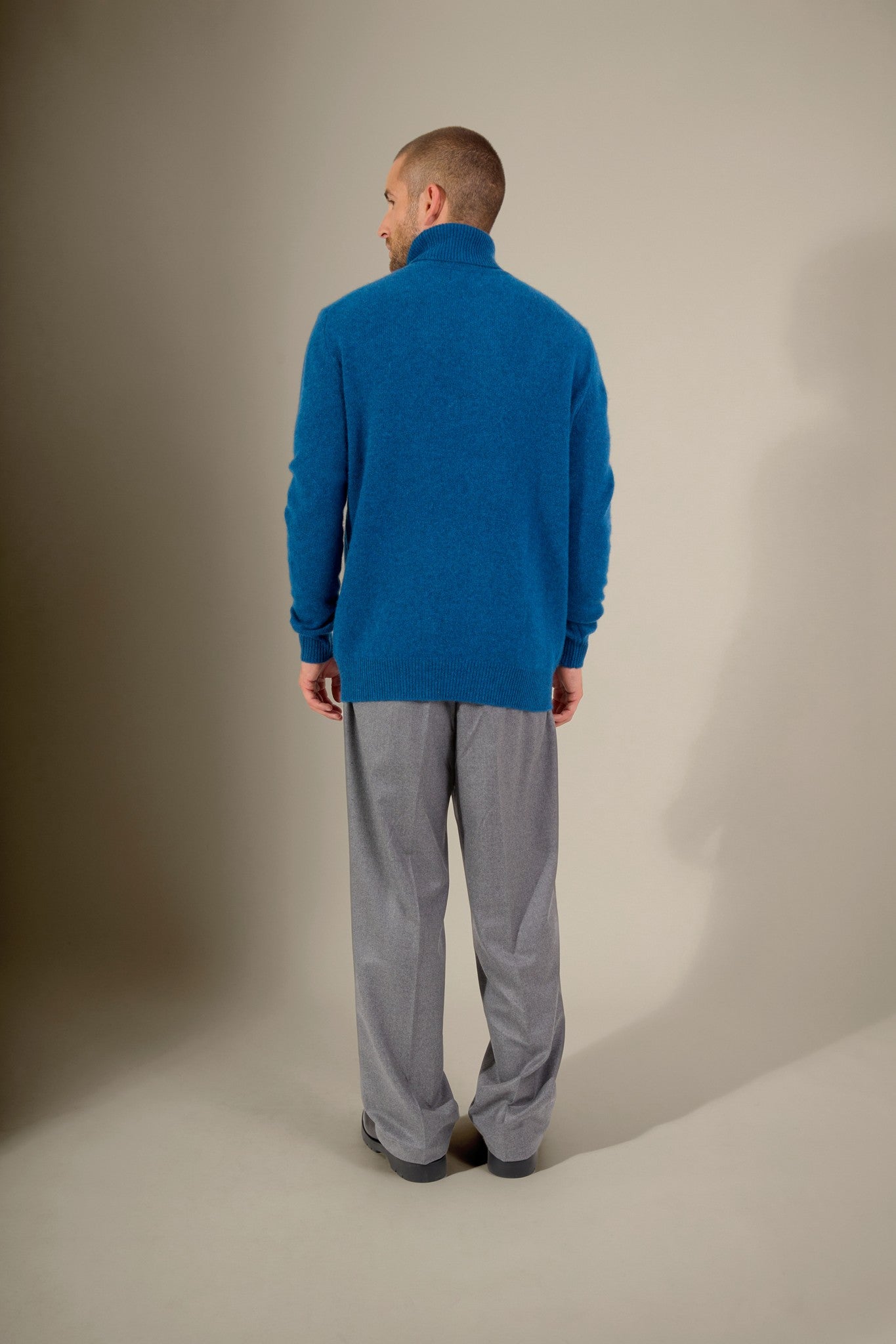 marius pull col roulé 4 fils atlantique chiné 100% cachemire