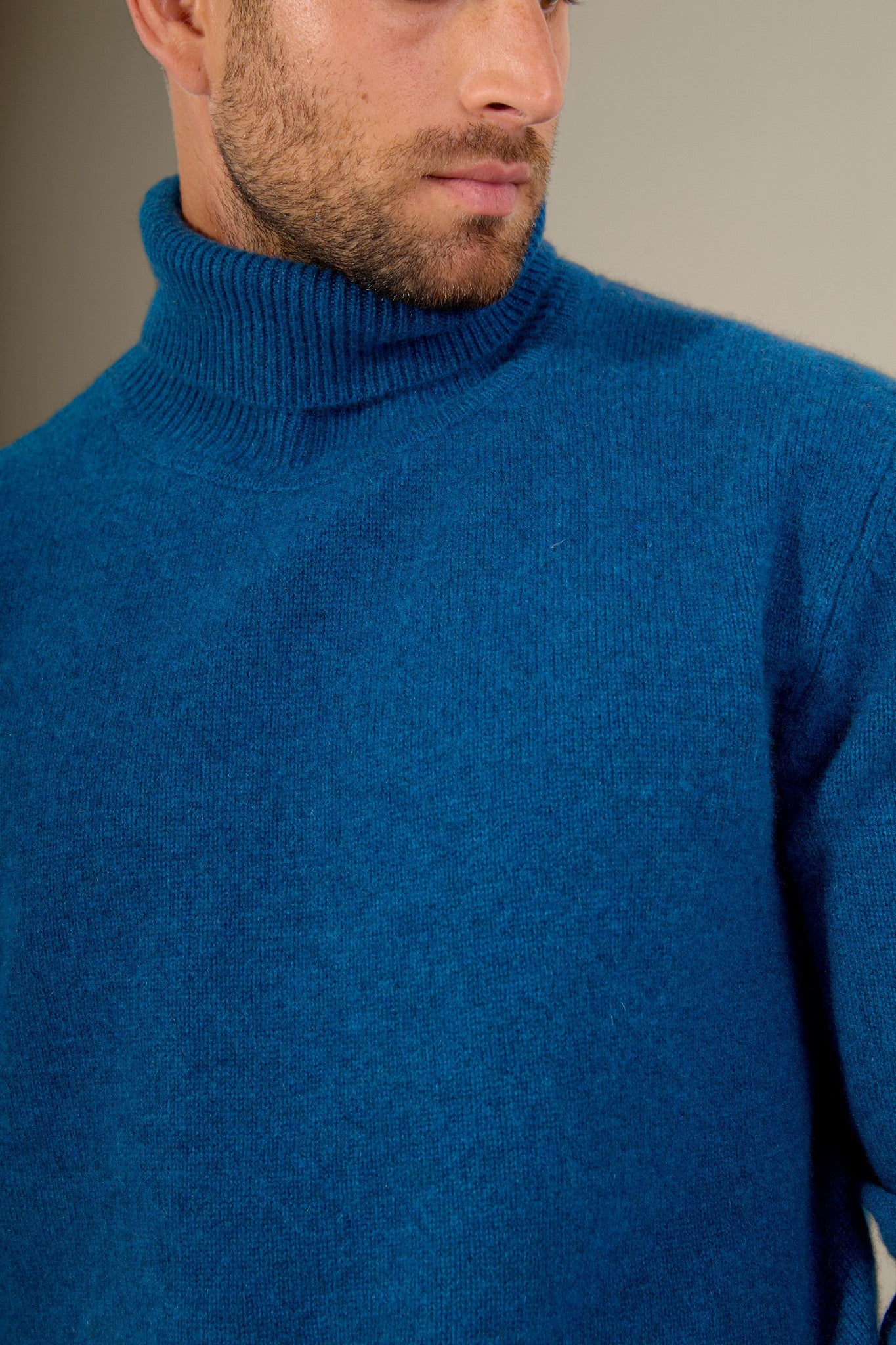 marius pull col roulé 4 fils atlantique chiné 100% cachemire